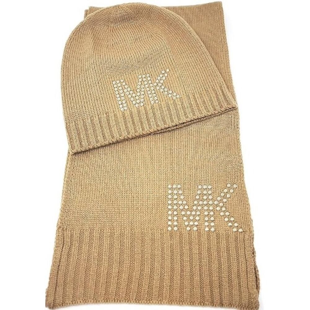 NWT MK Michael Kors Dome Studded Scarf & Hat Set